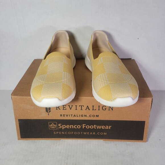 Spenco Women Comfort Stretch Ease Yellow & White Pattern Slip-On Sneakers Sz 10W - Picture 8 of 8